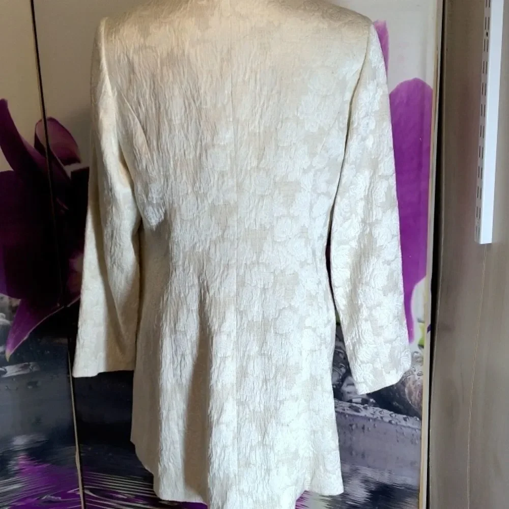 Lena Gabrielle White Long Formal Jacket with Embellishments. Stunning!!